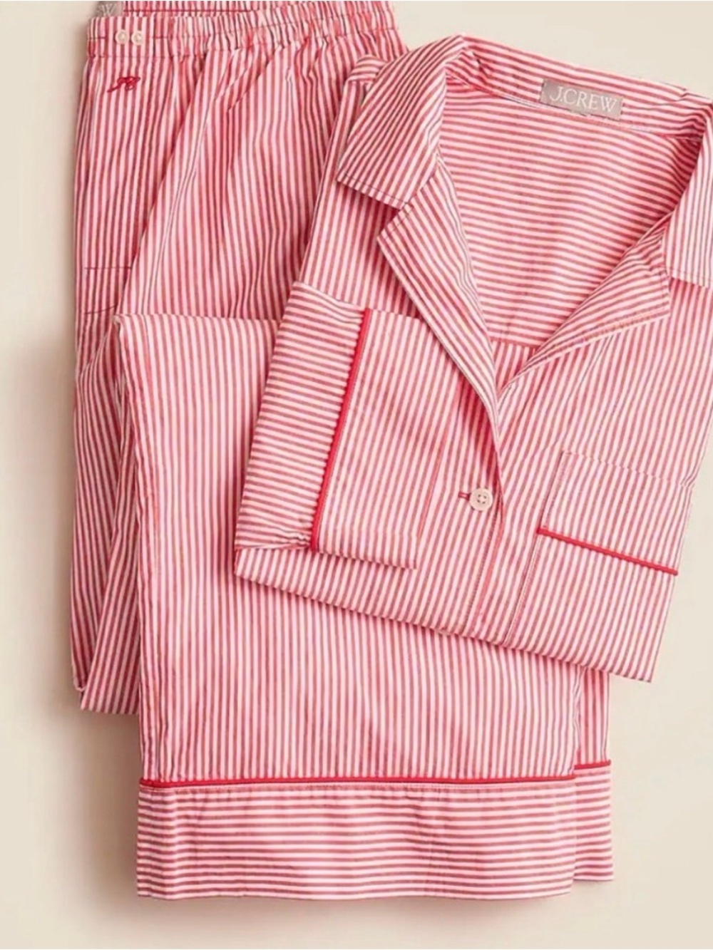 J. Crew Red and White Striped Pajama Set size Small NWT
